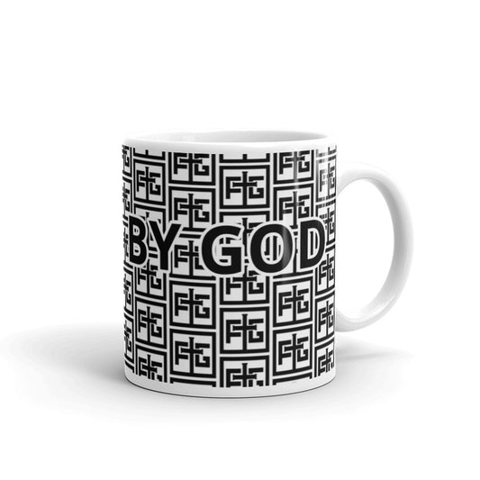 Forged By God Black & White glossy mug